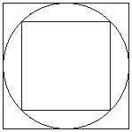 illustration of a circle with 2 squares superimposed on it